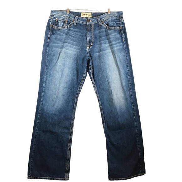 Lucky Brand Other - Lucky Brand Jeans Men Size 38 Long Bootcut Blue Denim Dark Wash Pocket Detail